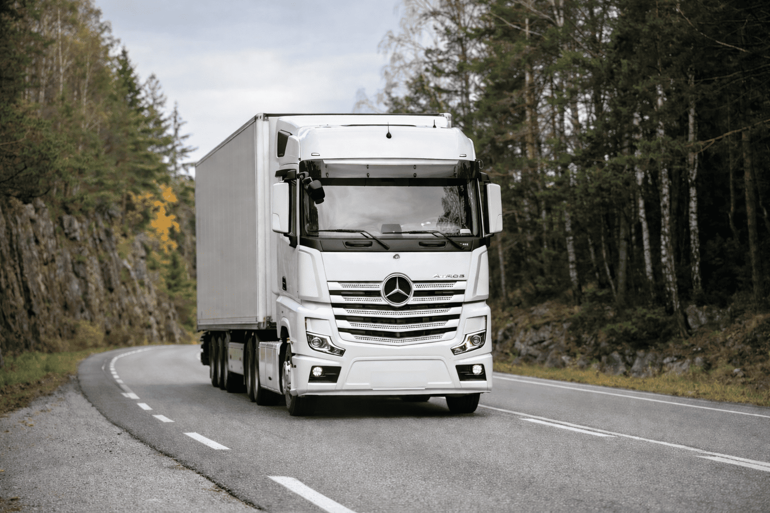 Camion blanc sur la route